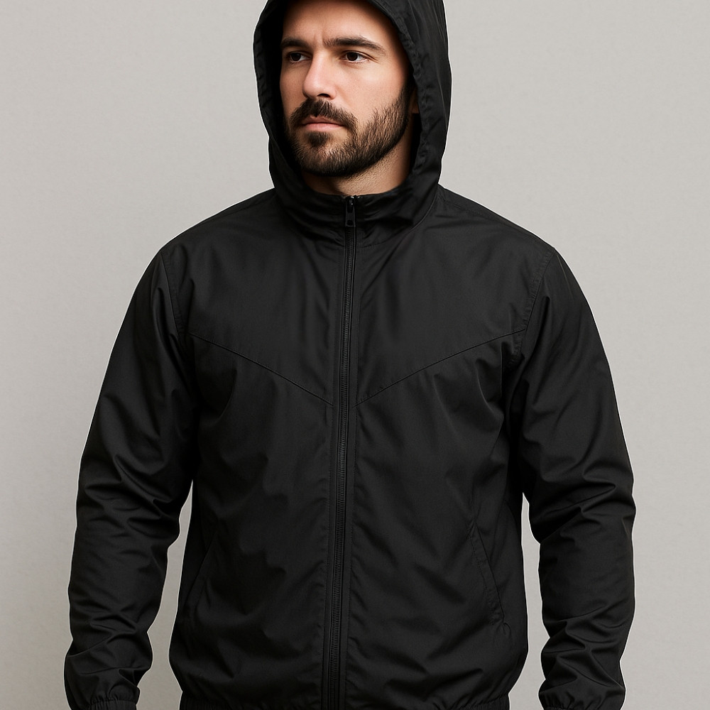 Jaqueta Masculina Corta Vento - LISA - Com Capuz, Bolso e Zíper - Academia Corrida Esportes