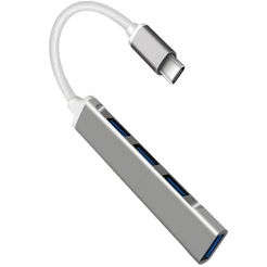 Hub Usb Tipo-C C/ 4 Entradas Plug And Play Alta Velocidade Compatível C/ Diversos Aparelhos Portátil Corpo Durável