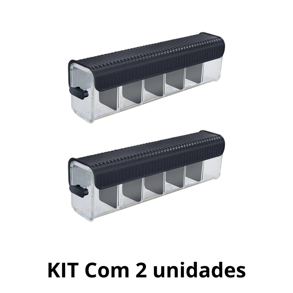 KIT 2 Organizador Multiuso Transparente Tampa Preta Tipo Gaveta 6 Divisórias para Meias, Joias e Cabos em Oferta na Shopee