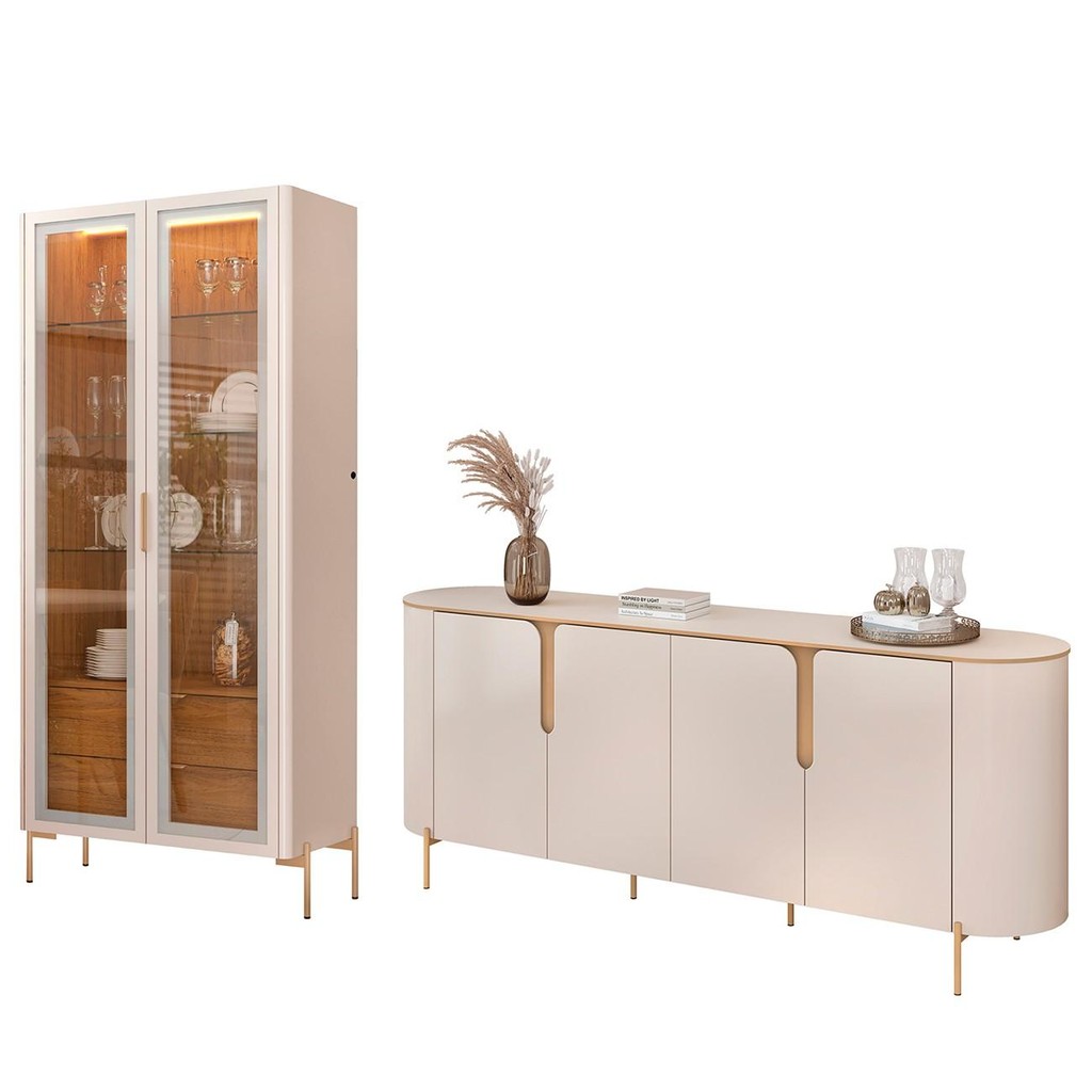Buffet Aparador Lena e Cristaleira Com LED Amelia Freijó/Off - Mpozenato em Oferta na Shopee