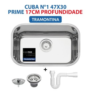 Cuba Tramontina Lavínia Prime Nº1 47x30x17cm Aço Inox Alto Brilho c/Válvula e Sifão em Oferta na Shopee
