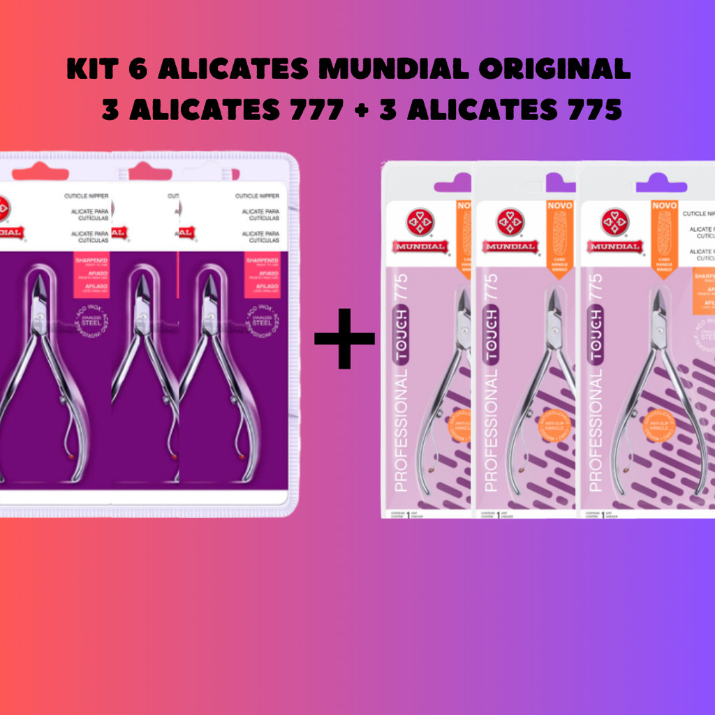 KIT 6 ALICATES DE CUTÍCULA- 3 ALICATES 777 + 3 ALICATES 775