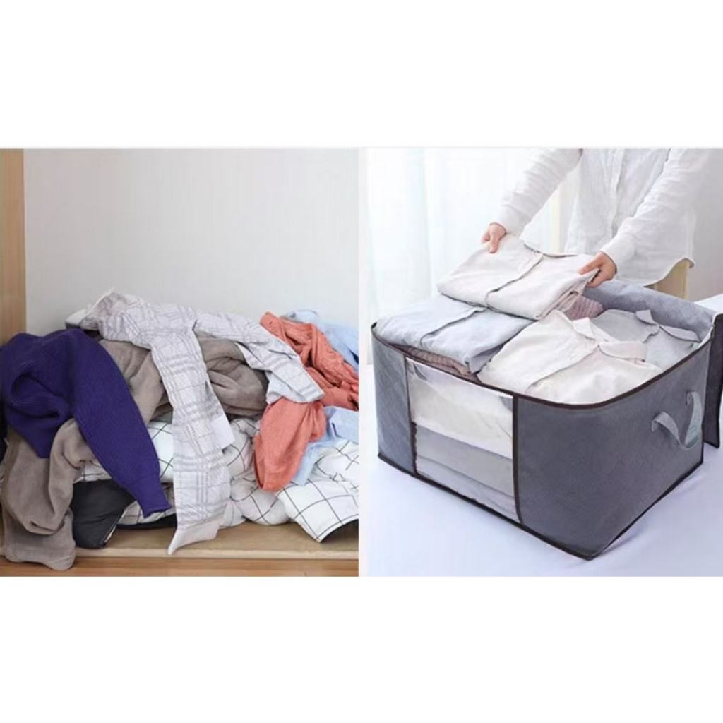 Caixa Saco Organizador Cobertor Casaco Guarda Roupa Ecológico Anti-Poeira Umidade Insetos Multiuso 288