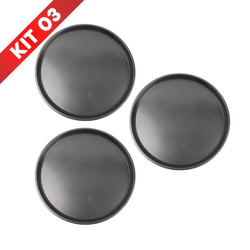 Kit 3 Forma de Pizza 31,8cm x 1,5cm Antiaderente Assadeira Redonda em Oferta na Shopee