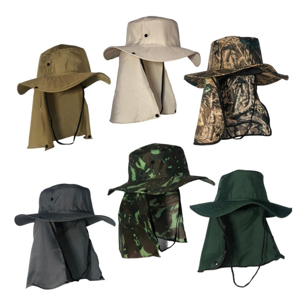 Chapéu Pescador Australiano Boné Pesca Proteção Pescoço Sol Chapéu Pescador Camping Australiano Proteção Nuca Pescoço