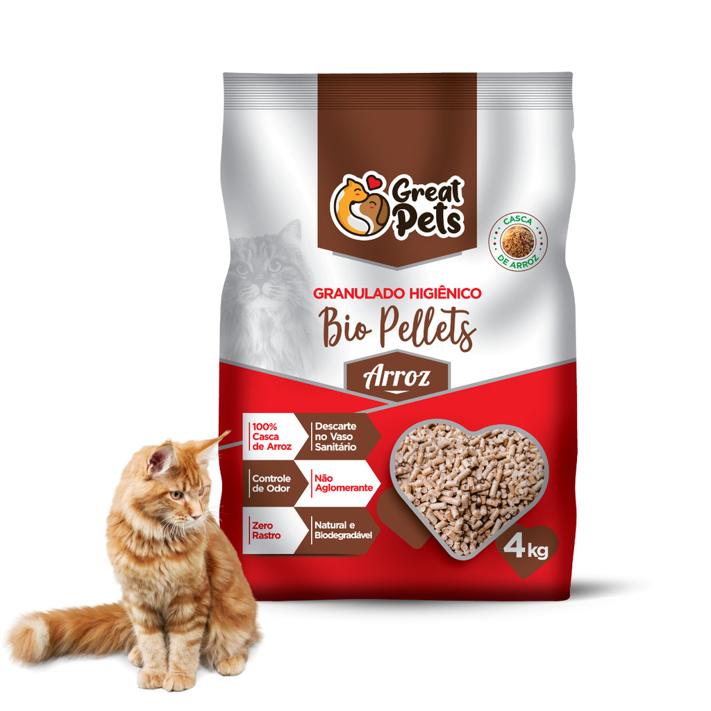 Granulado Higiênico Great Pets Bio Pellets 4kg – Casca de Arroz