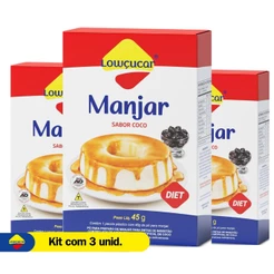 Kit 3 Unid. de Manjar Lowçucar Sabor Coco Zero Açúcares 45g