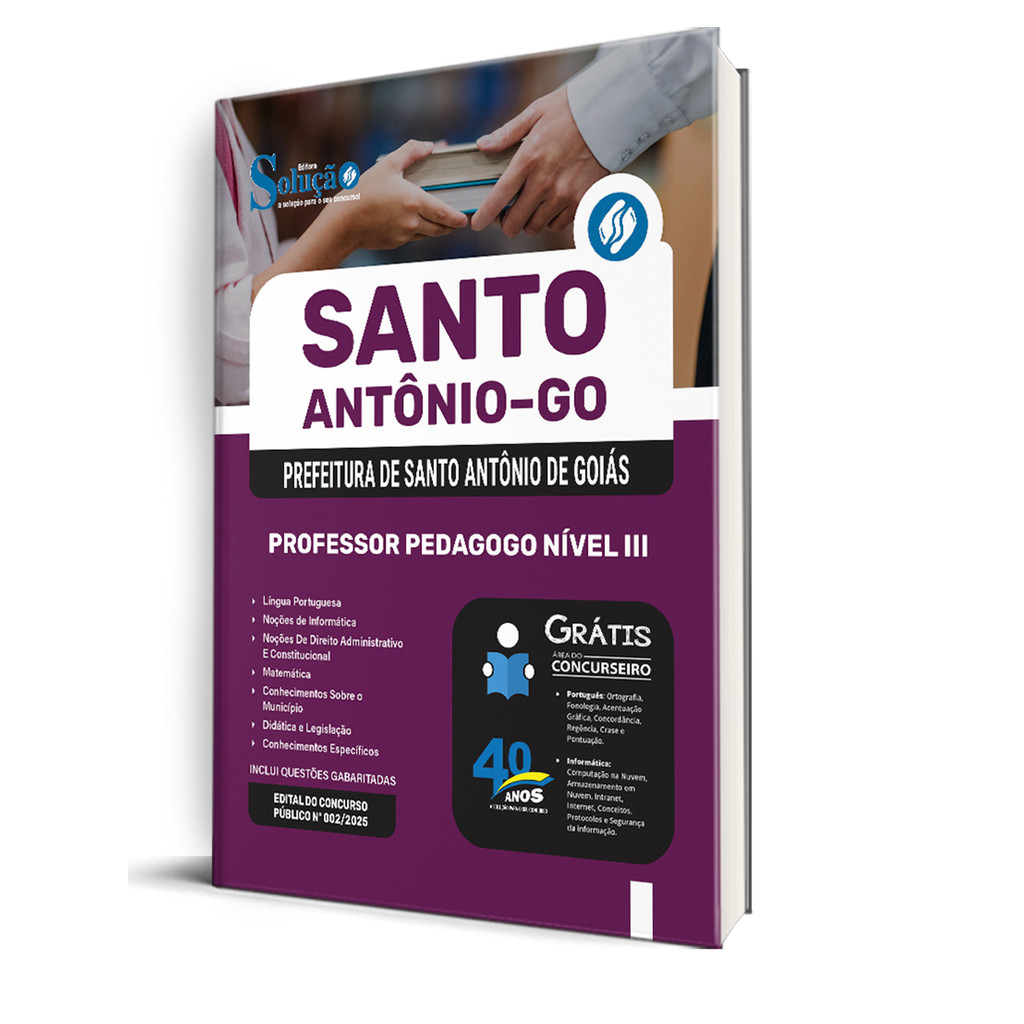 Apostila Prefeitura de Santo Antônio de Goiás - GO  - Professor Pedagogo Nível III