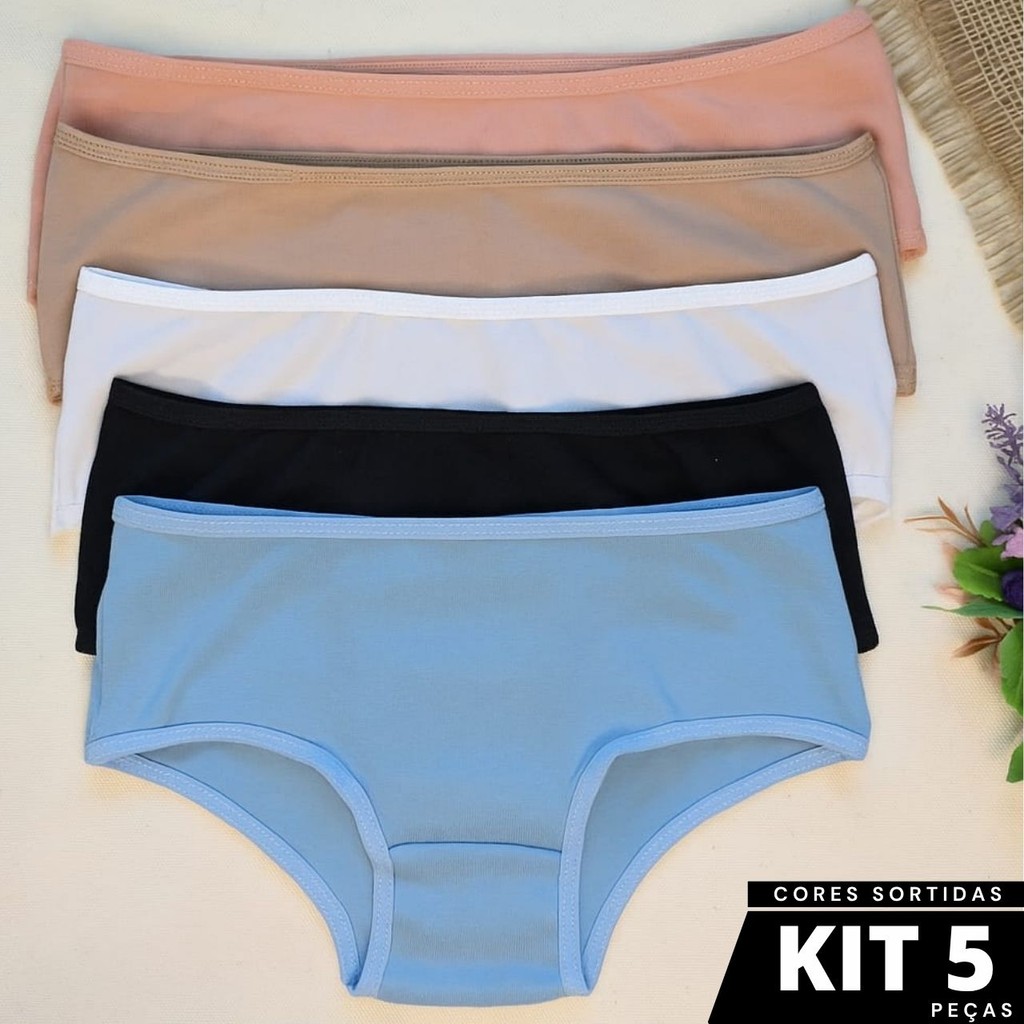 Kit 5 Calcinha Infantil Juvenil Para Meninas Juju Conforto Qualidade Feminina Usar com Uniforme
