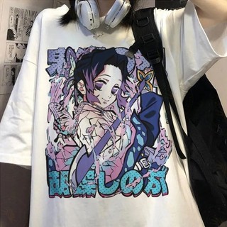 Camiseta branca oversize Anime Shinobu Kocho Demon Slayer Kimetsu No Yaiba Unissex Streetwear fashion
