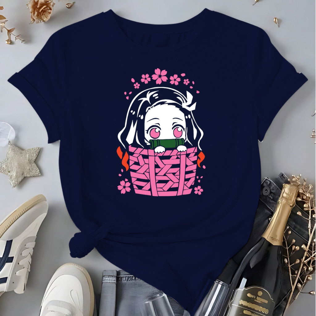 Camiseta Feminina Blusa 100%Algodão Nezuko Fofa Anime Demon Slayer