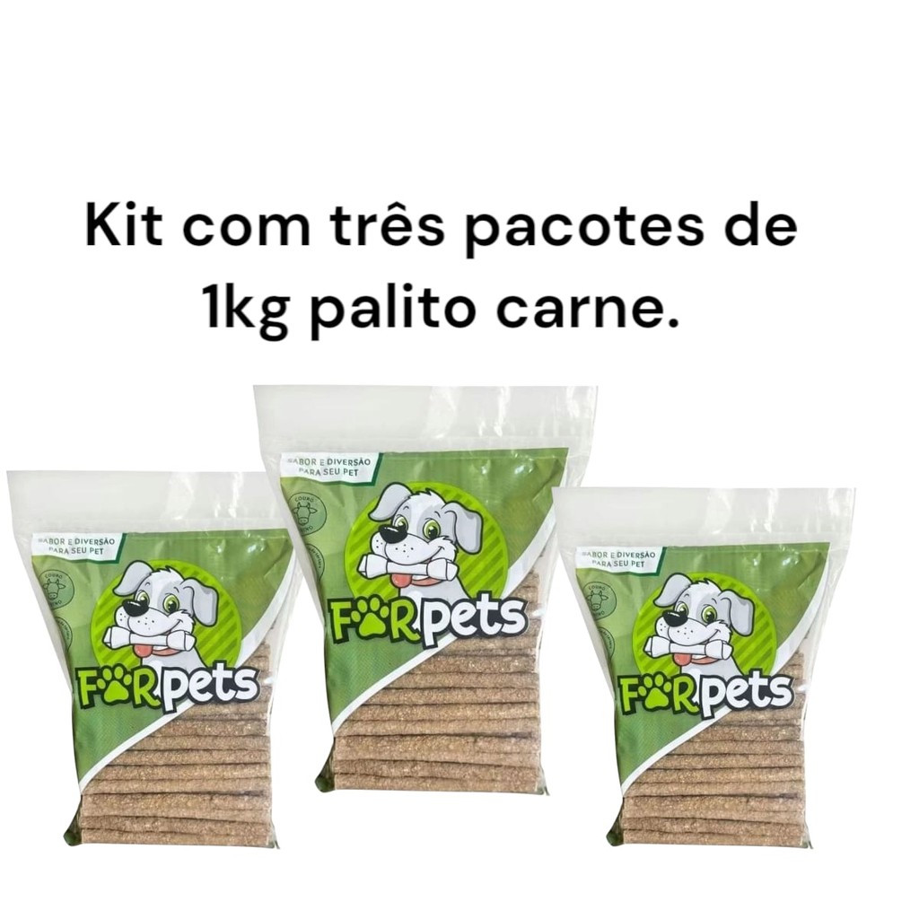 OSSO PALITO 5/8 CARNE KIT COM 3 PACOTES em Oferta na Shopee