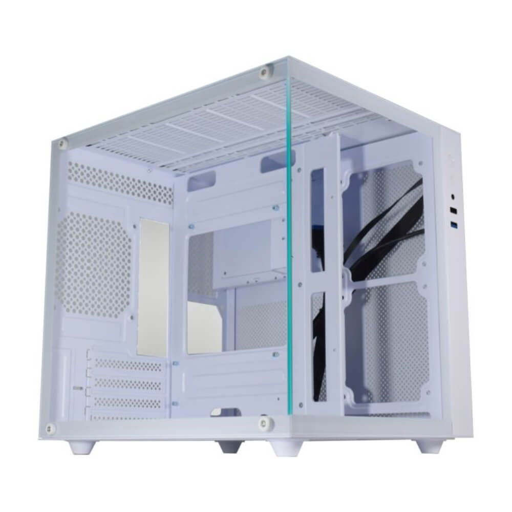 Gabinete gamer K-MEX Aquário Micro CG-W2SB, RGB,  Lateral de Vidro Temperado, s/fan, Branco - CGW2SBRH002CB0X em Oferta na Shopee