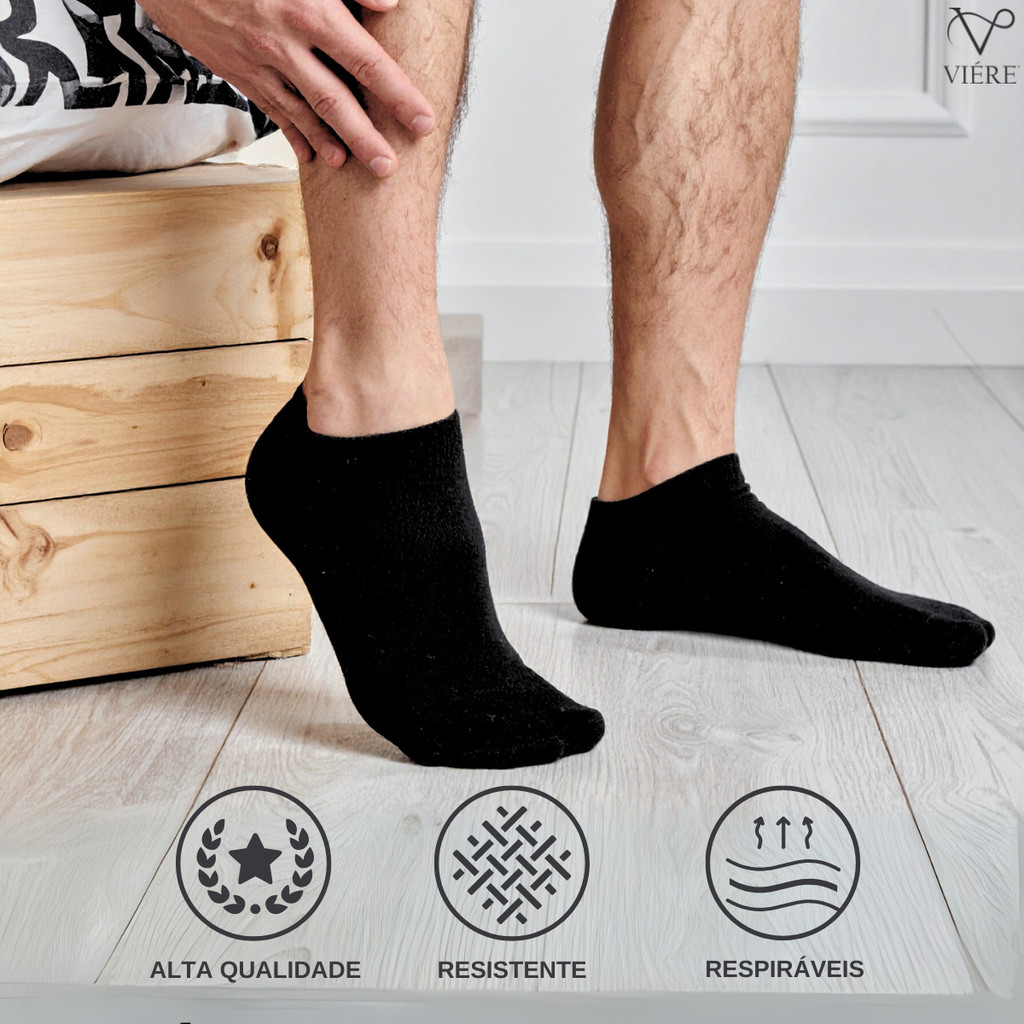 Kit 6 Par Meia Curta Soquete Masculina Cano Baixo Respirável