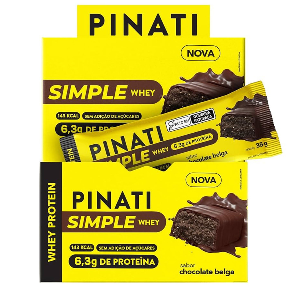 Barra Simple Whey PINATI Chocolate Belga 35g (Display 16und)