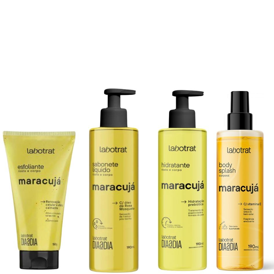 Kit Sensorial Labotrat Maracujá Dia a Dia – Esfoliante, Sabonete, Hidratante e Perfume 190ml
