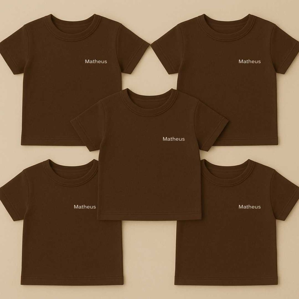 Kit 5 Pçs Camiseta Infantil Manga Curta Semaninha Creche Camiseta Escola Com Nome Personalizada