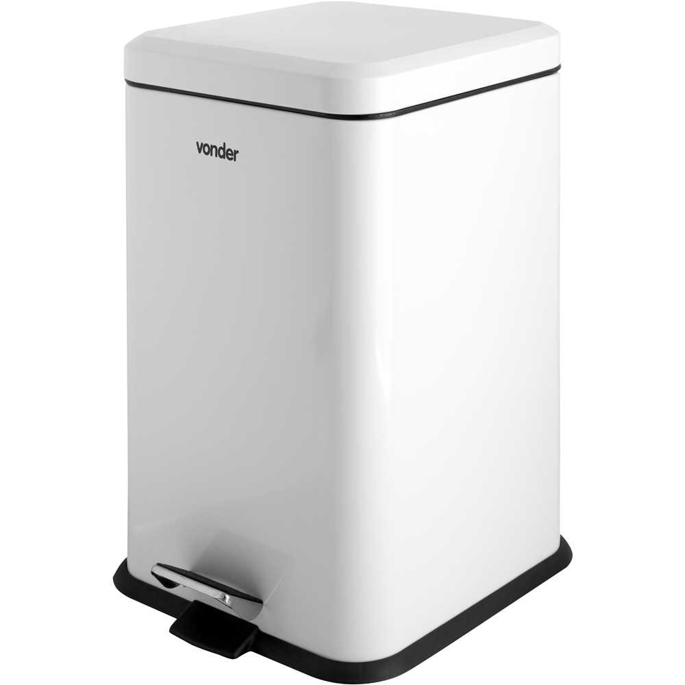 Lixeira Inox 20 Litros Retangular Com Pedal e Balde Removível Branca Vonder em Oferta na Shopee