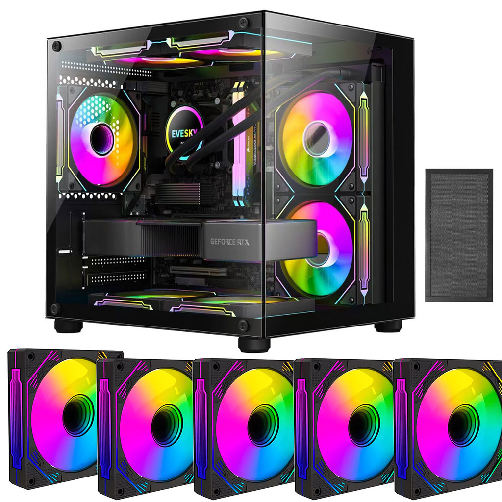 Gabinete Gamer  Aquário em Vidro Com 5 Fans RGB(NENHUMA E REVERSE) GB1796 ACOMPANHA CONTROLADORA EMBUTIDA