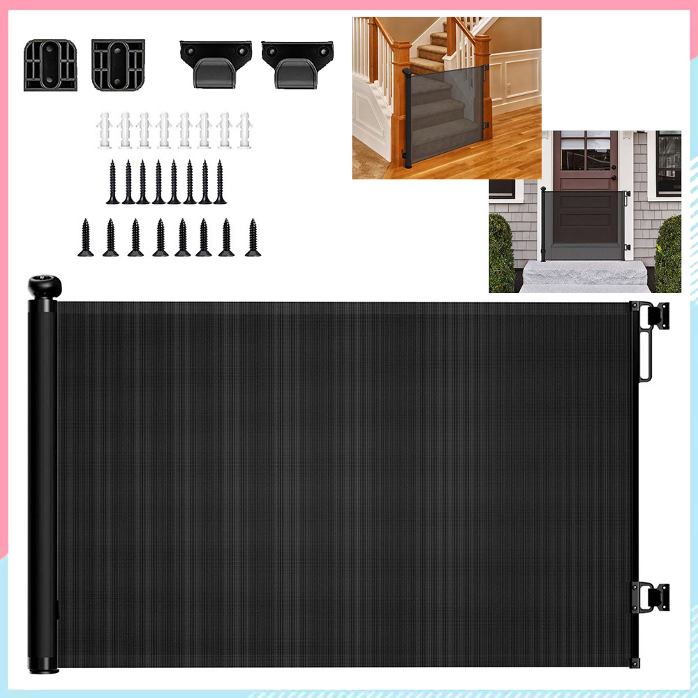 Cerca retrátil de proteção de escada, porta de segurança para criança, cachorro e gato 150x86cm