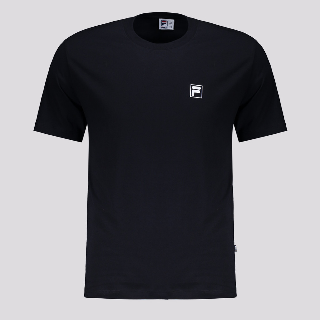 Camiseta Fila Comfort Classic Preta e Branca em Oferta na Shopee