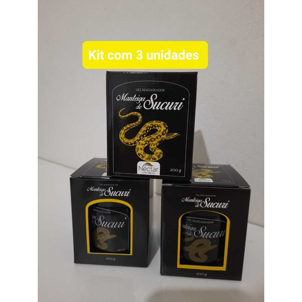 Kit 3 Manteiga De Sucuri Gel Massageador Néctar - 200 grs - extra forte - ORIGINAL em Oferta na Shopee