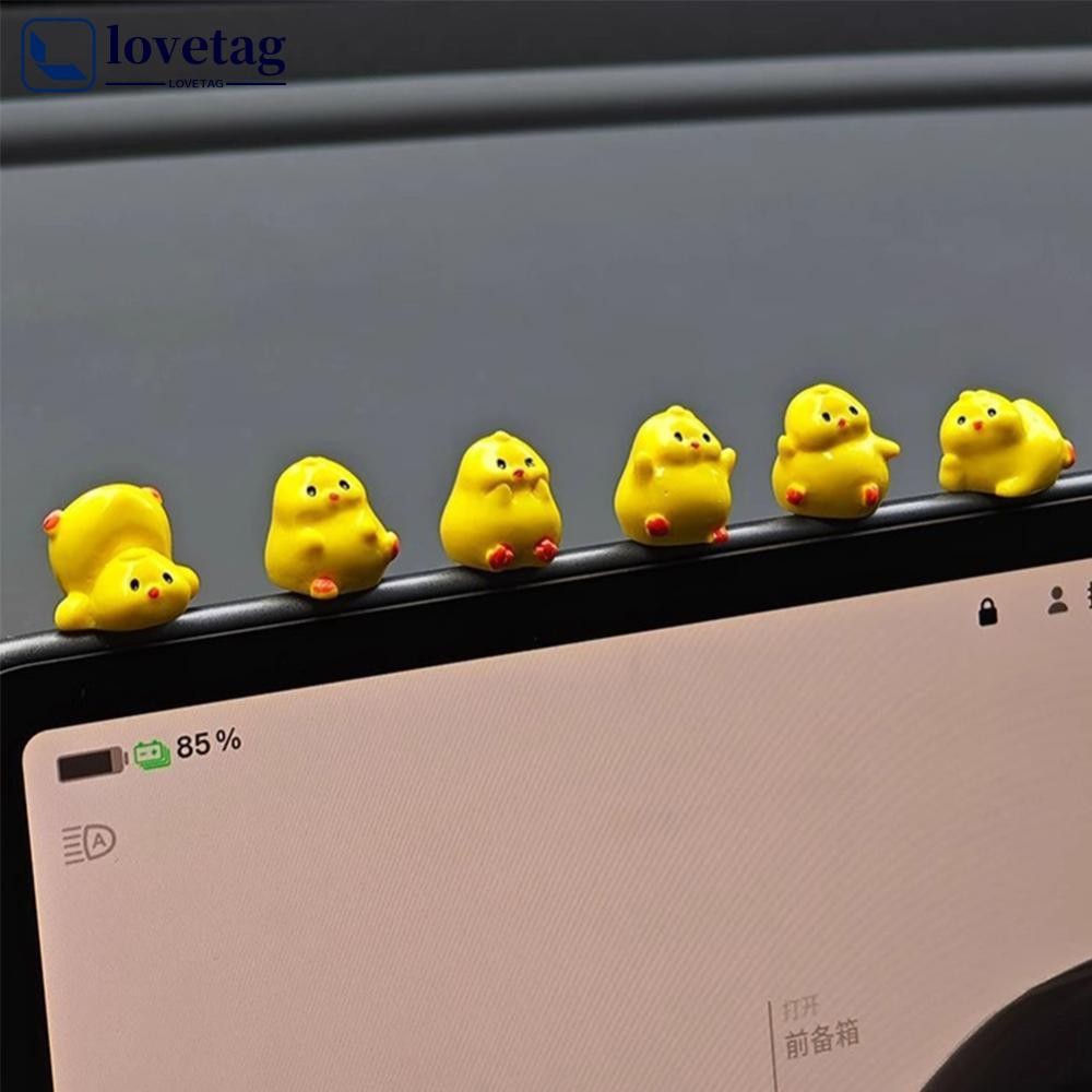 LOVETAG 3 Pçs/6 Console Central Do Carro Painel Navegador Tela Decoração Mini Pintinhos Amarelos Ornamentos Acessórios I