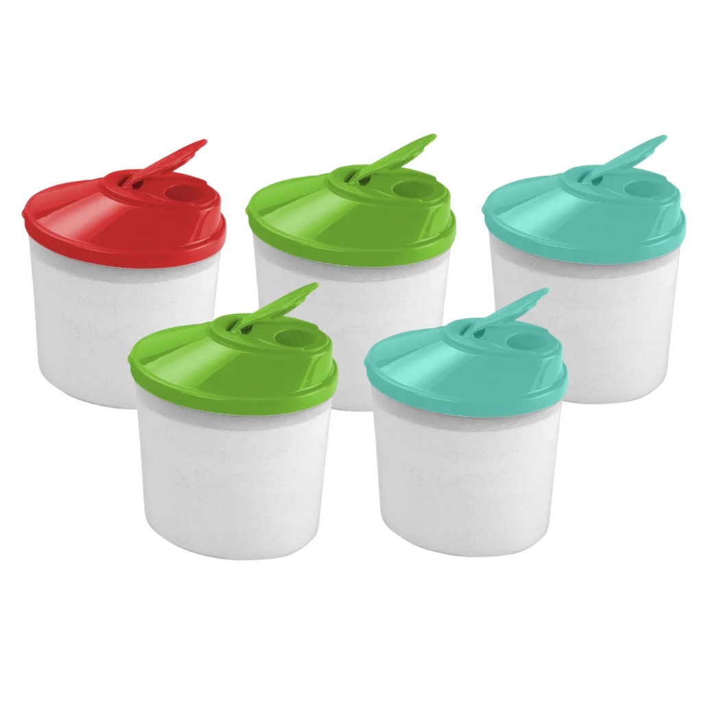 Kit 5 Porta Farinheiro Multiuso 1L Com Tampa Colorida Sortida Multiuso Prático Plástico Versátil