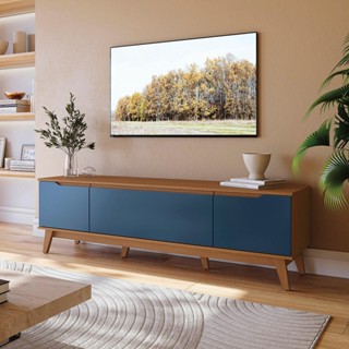 Rack Kappesberg 3 Portas Canela/Azul Profundo 180cm em Oferta na Shopee