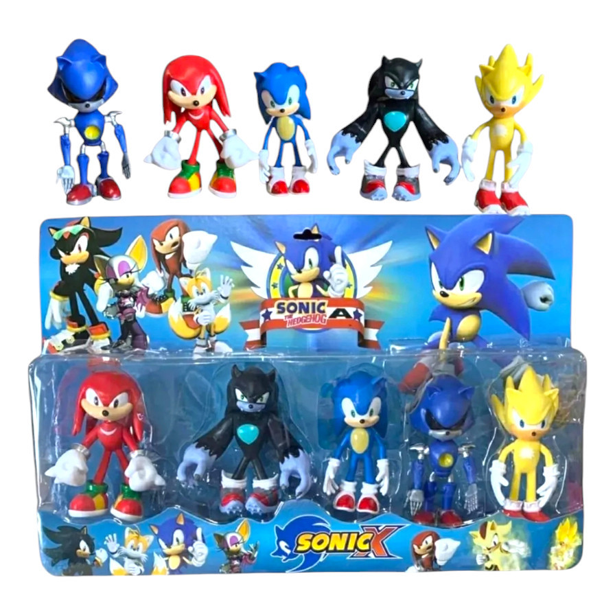 Bonecos Sonic Kit C/ 5 Conjunto Action Figure Coleção Top