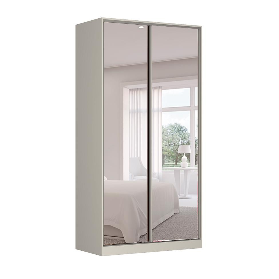 Guarda-Roupa Solteiro com Espelho Tunas VIII 2 PT 3 GV Branco em Oferta na Shopee