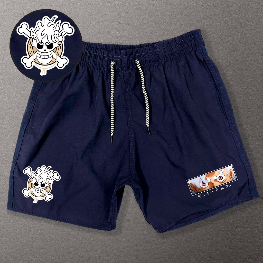 Bermuda Esportiva de Elastano Masculina - Luffy 06 - Academia Corrida Skate Basquete Otaku