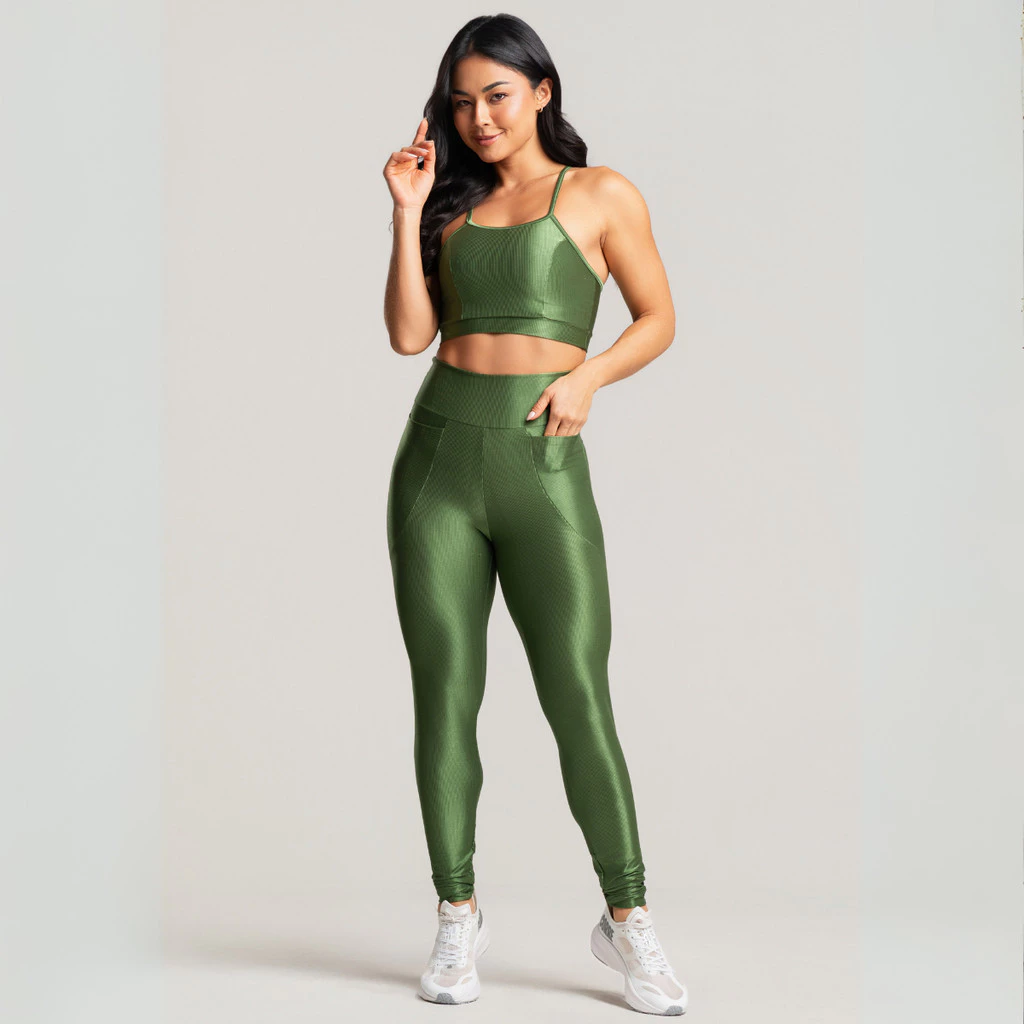 Conjunto Legging Academia Com Bolso Top Fitness Calça Treino Feminino Luxo — imagem 1