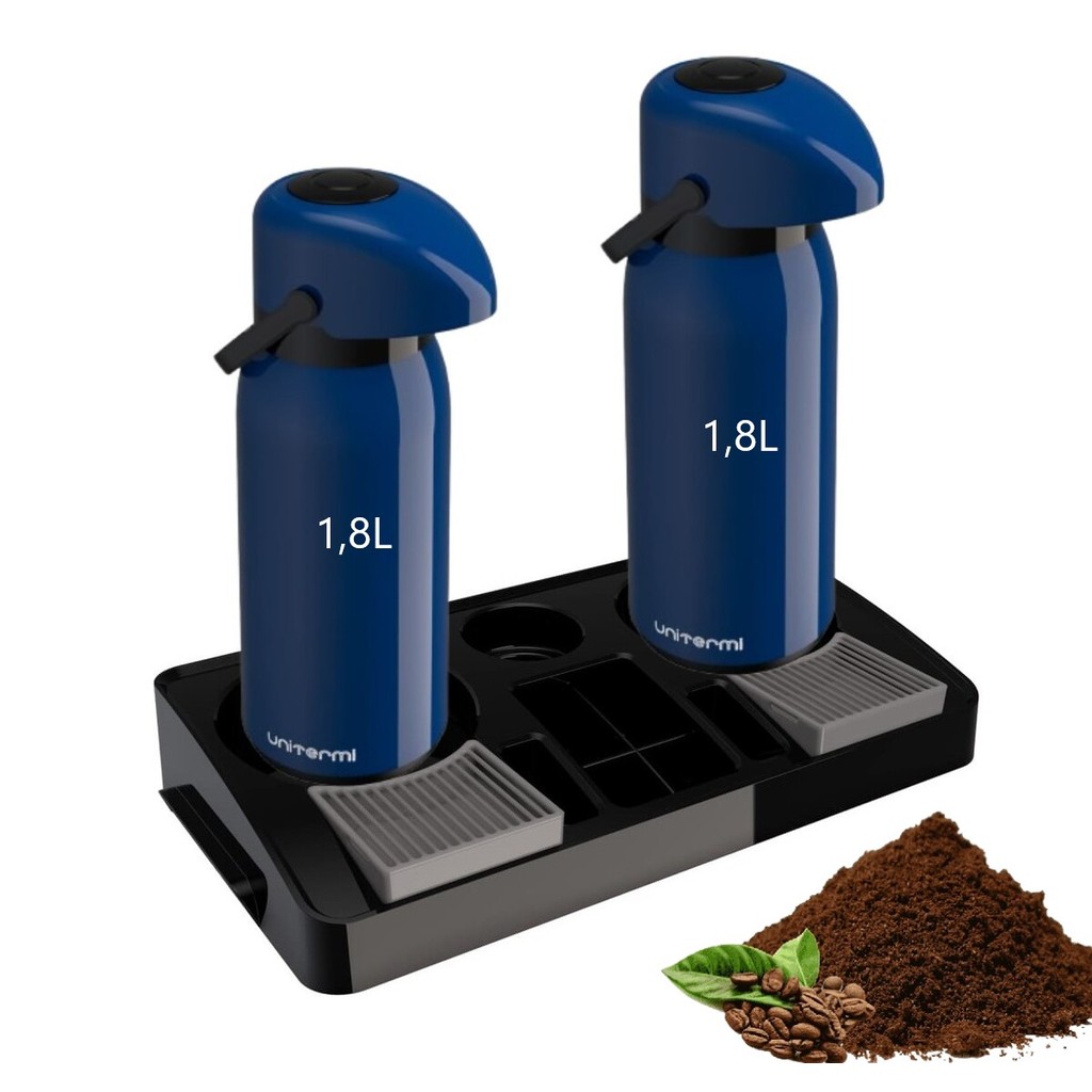 Combo Bandeja Organizadora Com 2 Garrafas Térmica 1.8l Azul Unitermi