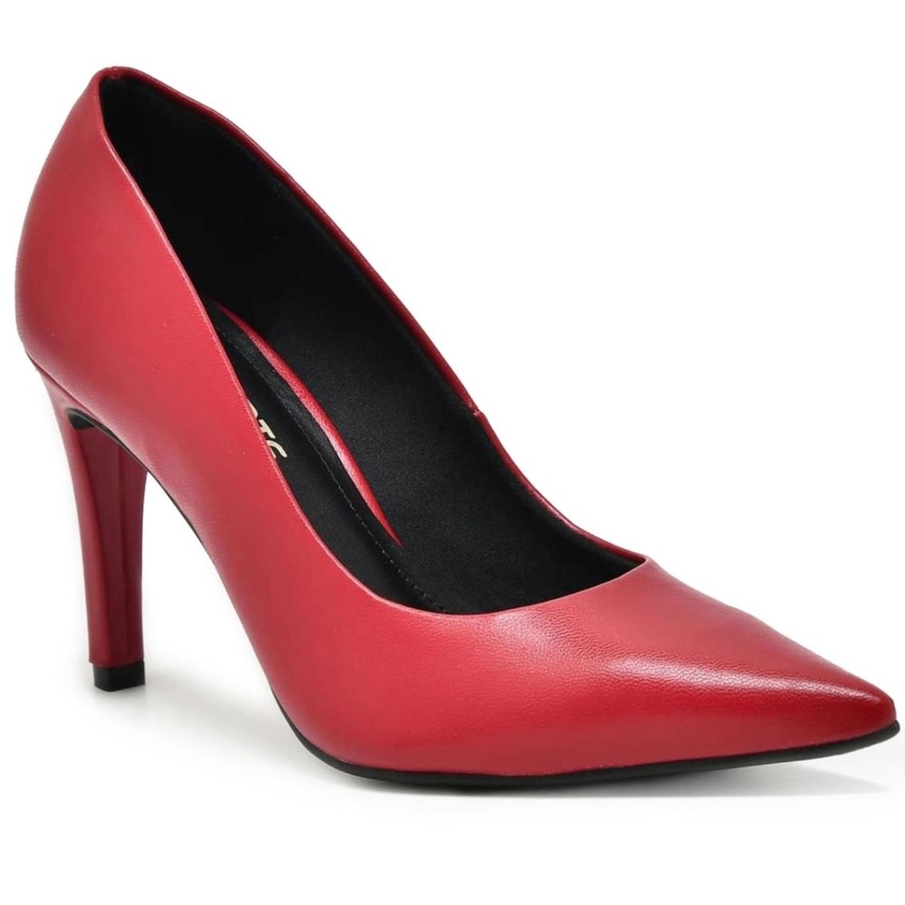 Scarpin Via Marte Salto Alto Feminino - Vermelho em Oferta na Shopee