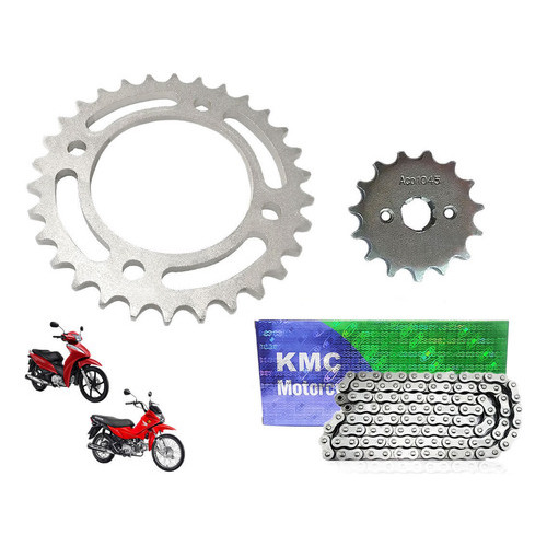 Kit Relação para Pop 100 110 Biz 100 125 Coroa 30 Dentes Pinhao 15 com corrente