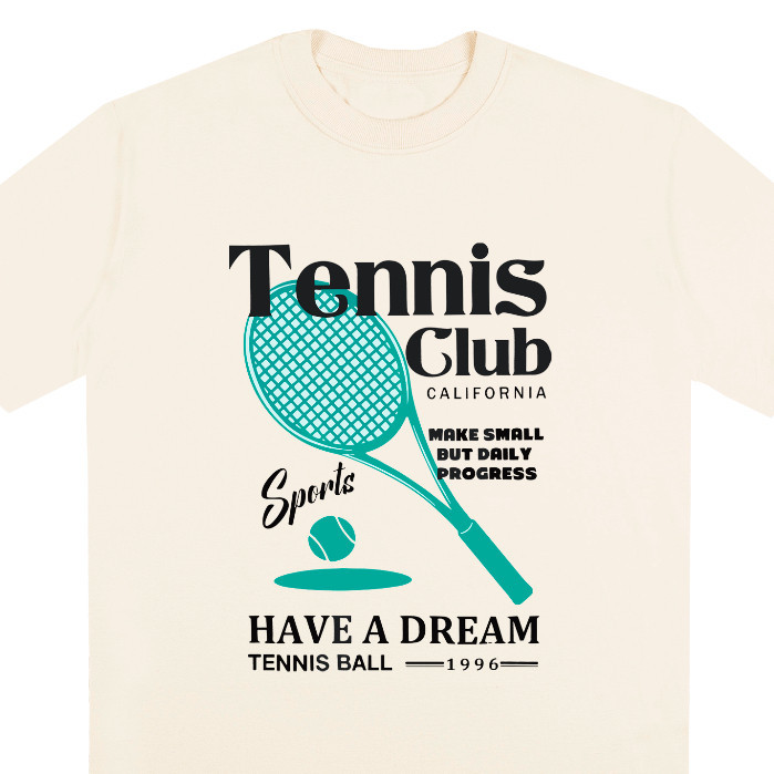 Camiseta Premium em Algodão PuroSISI Camiseta Oversized Feminina 100% Algodão Tennis Club academia poliamida