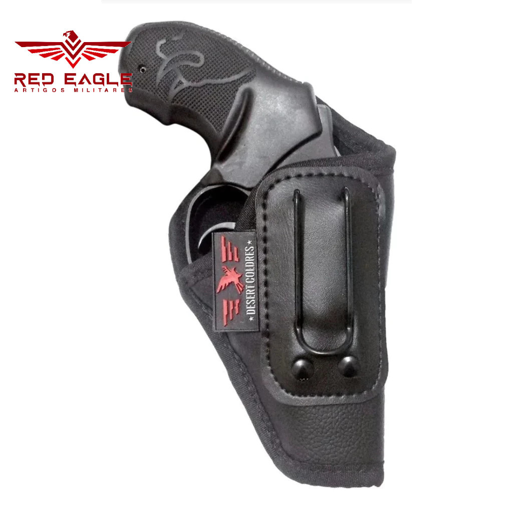 Coldre Velado (Sem Aba) Interno Dissimulado Paisana Para Revól. RT85 38 2 Pol. 5 Trs (Buldogue) em Neoprene e Couro P.U