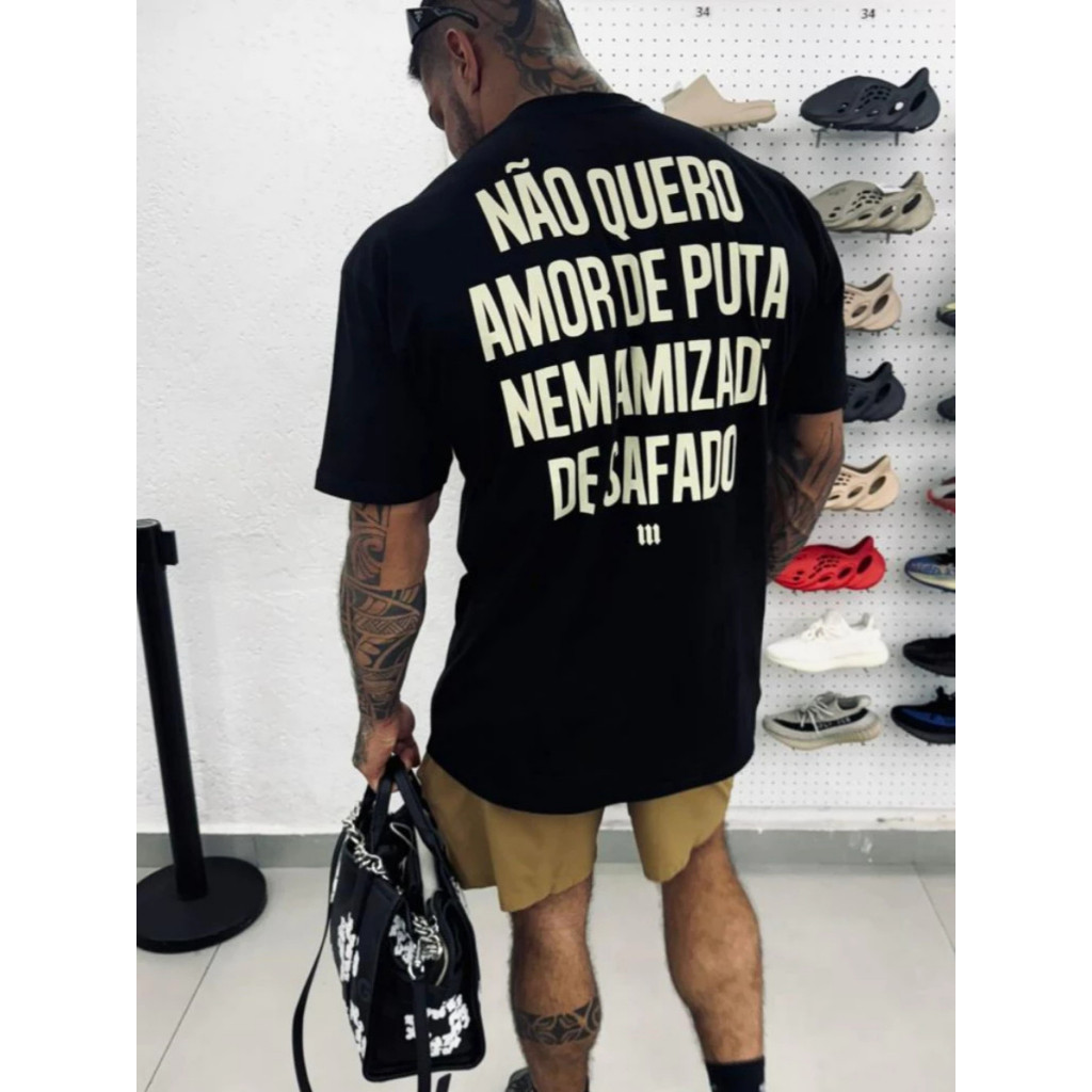 Camiseta Masculina 100% Algodão Premium Frases fashion