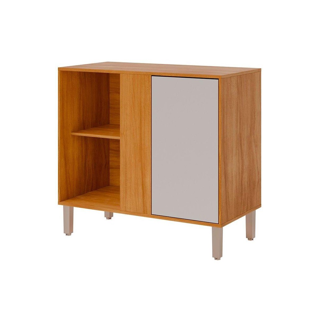 Balcão de Cozinha c/ Tampo Divina de Canto c/ 1 Porta 92cm Cinamomo/Off White - MGM em Oferta na Shopee