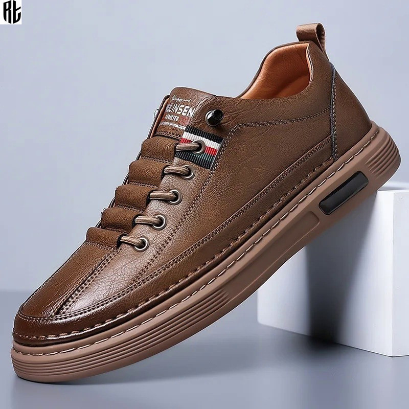 Sapatos casuais de couro de alta qualidade para homens, confortáveis e modernos 2024 651 3...