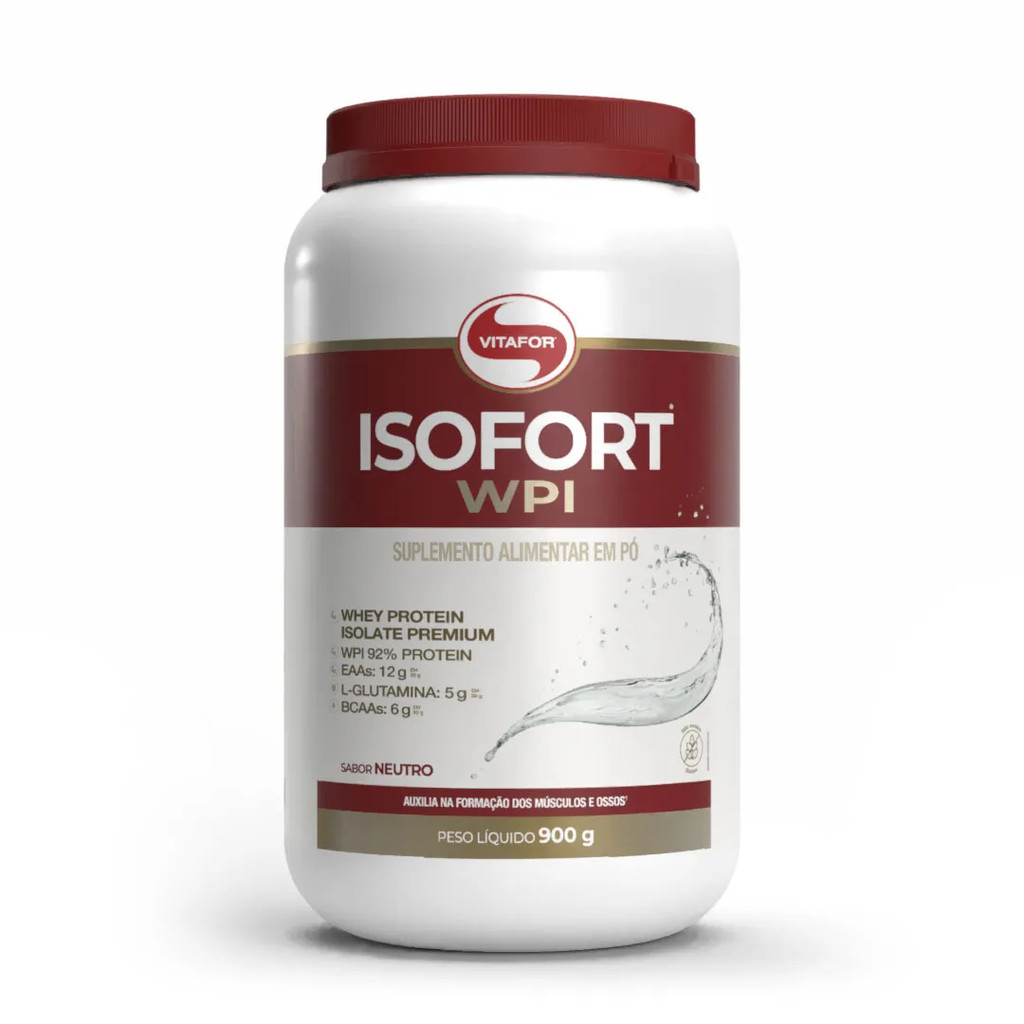 Whey Protein Isolado Isofort Sabor Neutro Pote 900G Vitafor