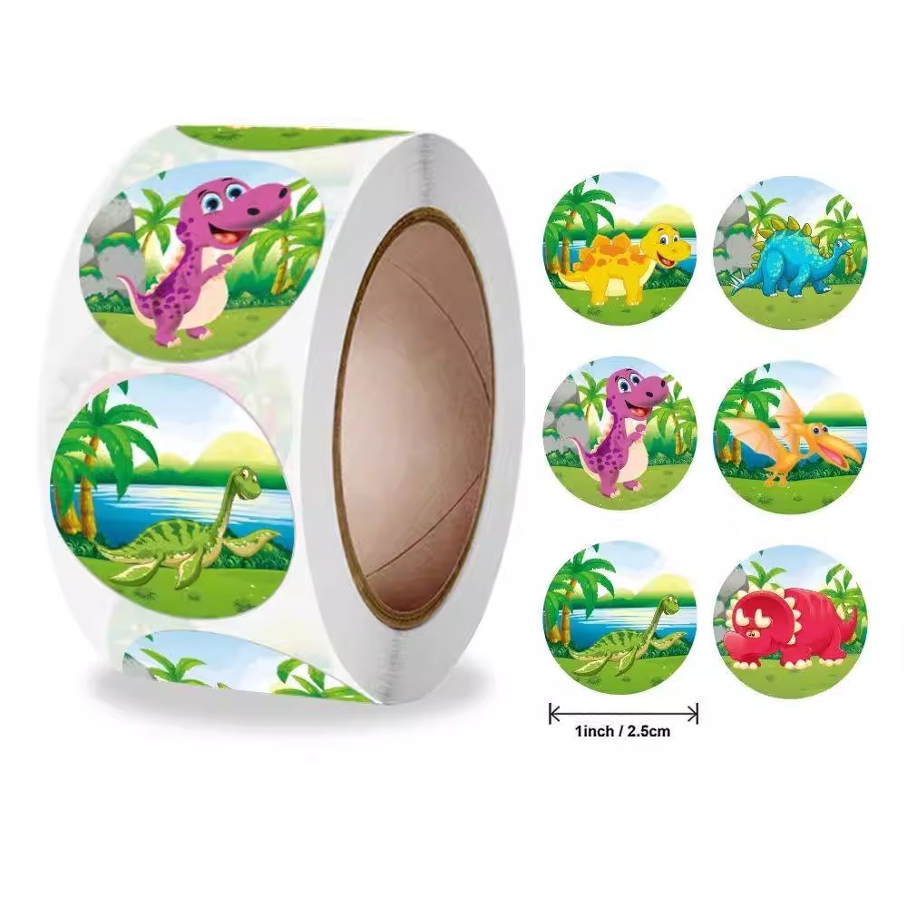Rolo De Adesivos Dino Reward (500 Unidades)-Kids Journal Boba Decor-Dinossauro Fofo E Adesivo em Oferta na Shopee