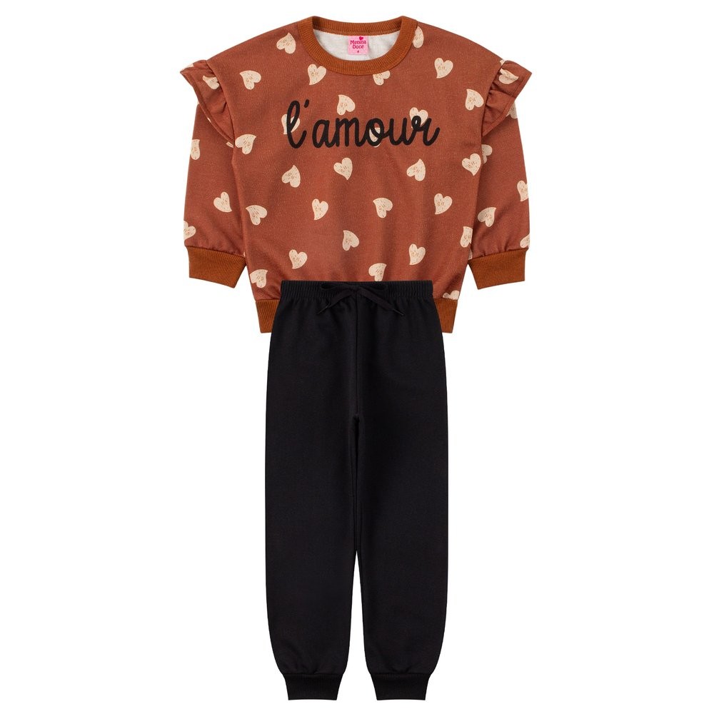 Conjunto Infantil Feminino Moletom Sublimado Peluciado/Moletom Peluciado L'amour - Menina Doce