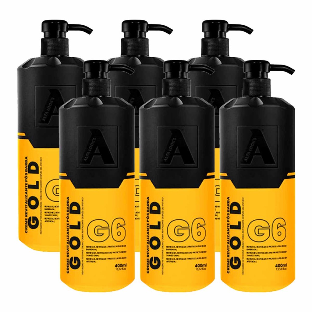 Kit 6x Creme Pós Barba gold G6 350ml original Alfa Look's