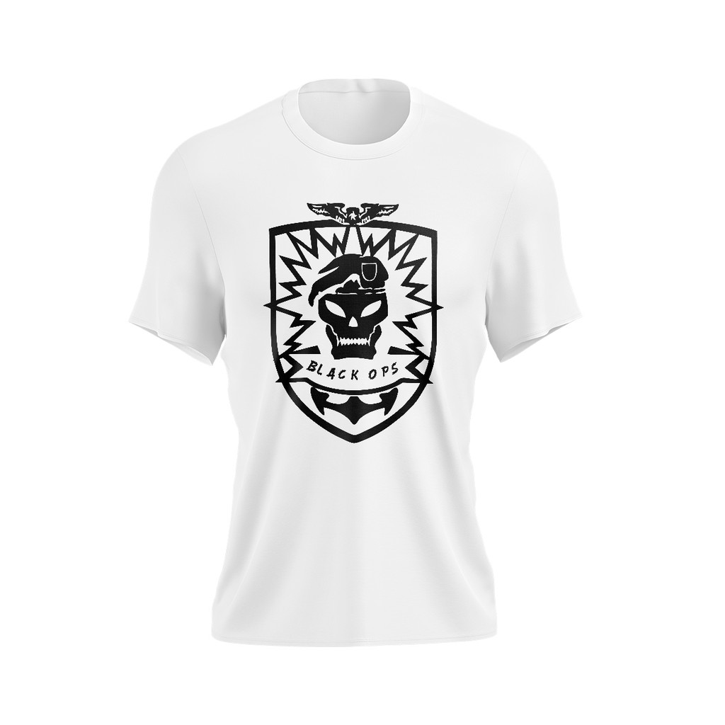 Camisa Camiseta Caveira Boina Black Ops branca