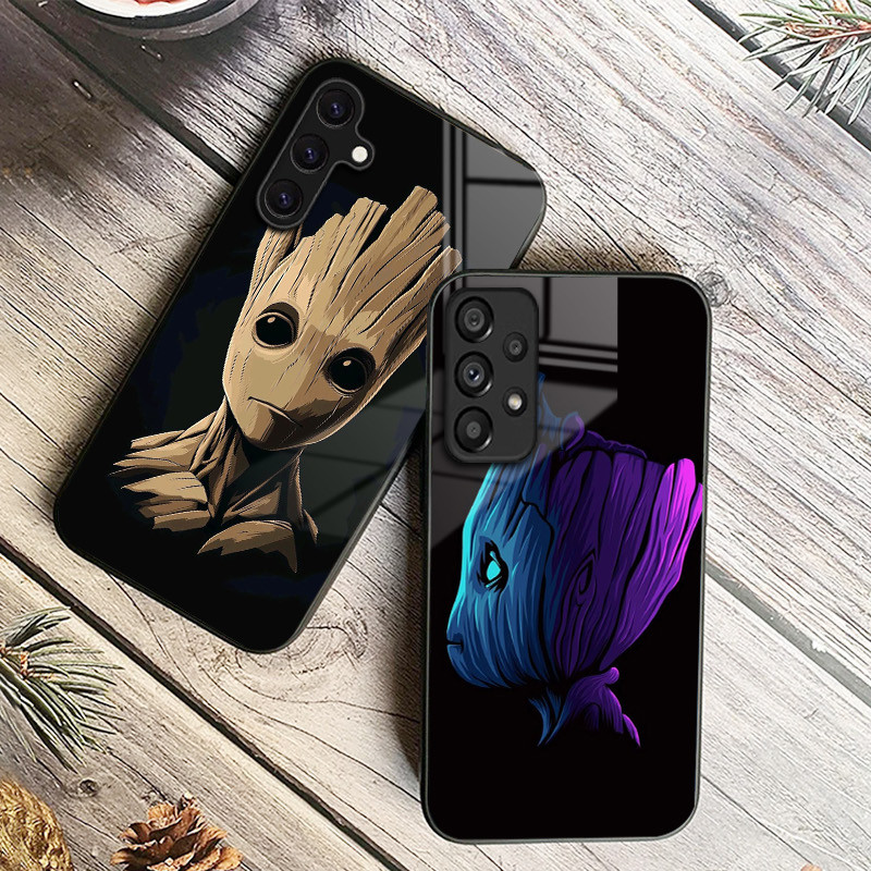 Guardiões Da Galáxia groot 02 Capa De Telefone De Vidro Para Samsung Galaxy A14 A16 A30 A22 A32 A33 A34 A40 A42 A55 4G A
