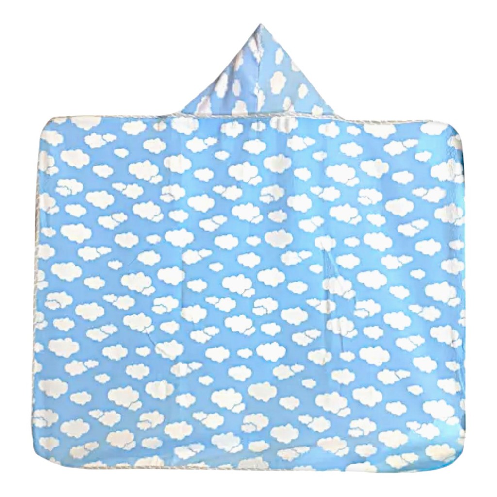 Toalha de Banho Azul Felpa com Capuz Alvinha Nuvenzinha Bebê Infantil – Minasrey 005805