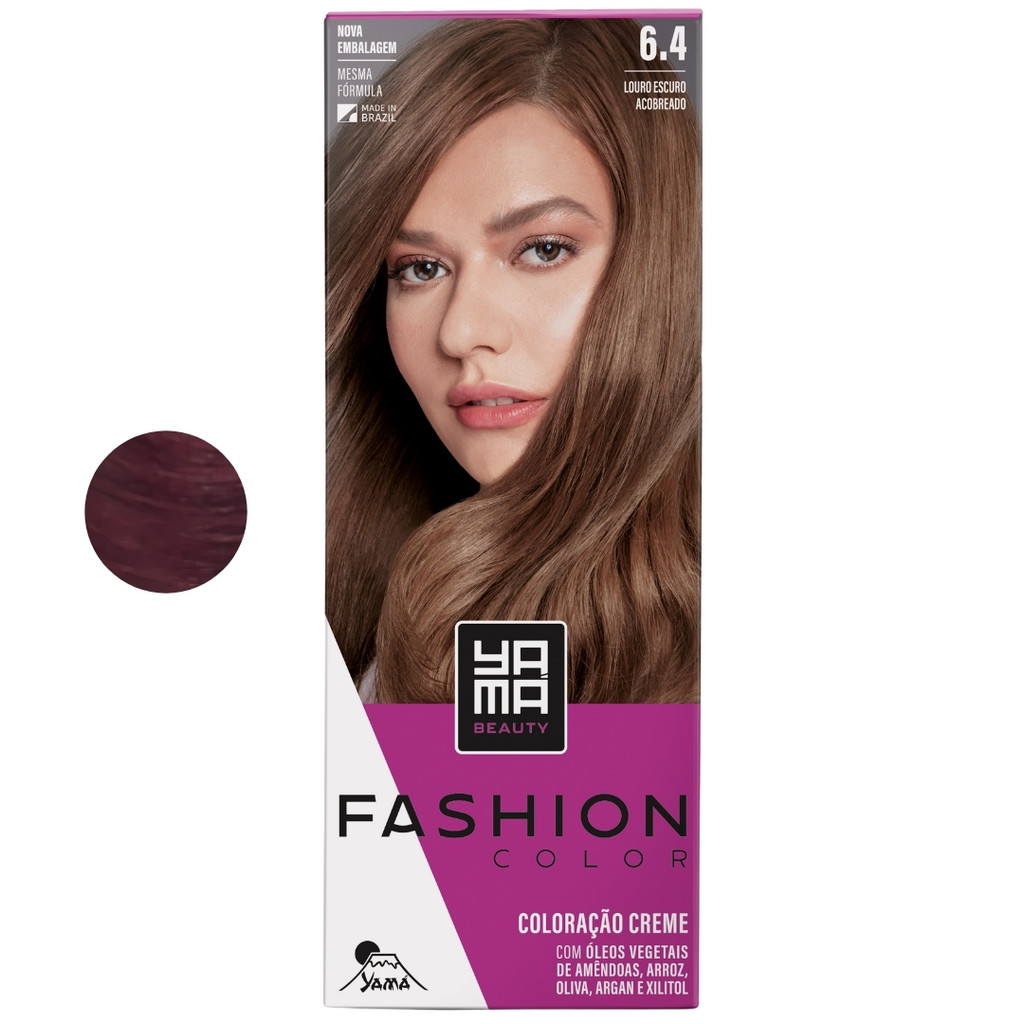 Coloração Yama Fashion Color Tintura Tinta Cabelo Creme Mini Kit 6.4 Louro Escuro Acobreado