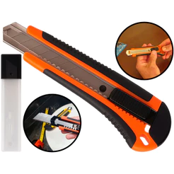 Estilete Com Trava Multiuso + Refil 4 Lâminas De Reposição 25mm Aço Carbono Profissional Hutz